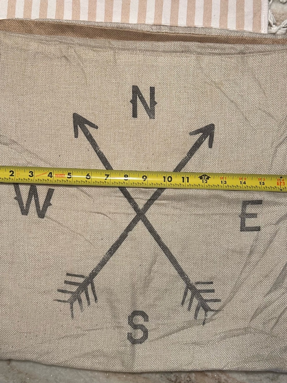 Compass Arrow Decorative Pillow Cover in Natural and Black - Unbranded